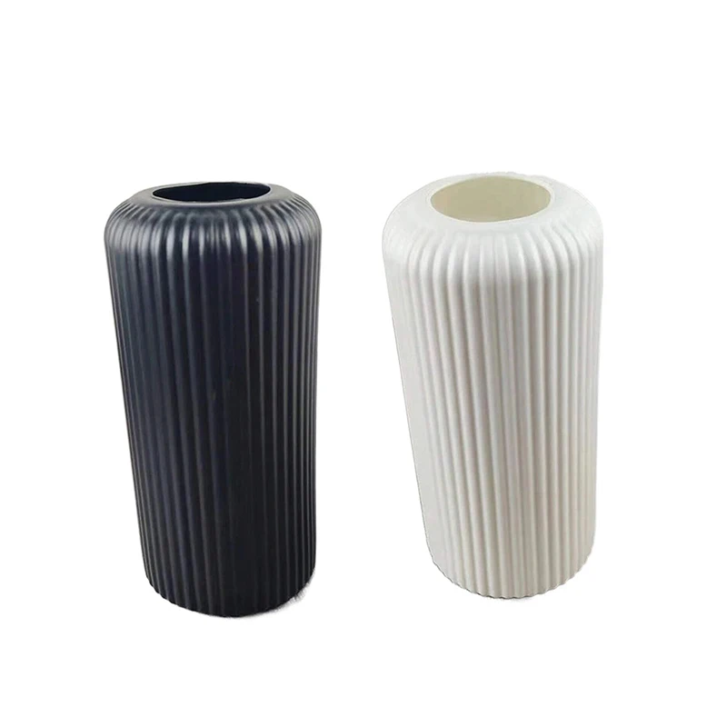 Striped Ceramic-Like Plastic Vase For Flowers Decorative Floral Arrangement Display Creative Little Flower Vase 6