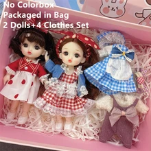  BJD Mini Dolls Set for Girls Toys Birthday Gift Box 1/12 17cm Cute Princess Dress Doll 13 Movable Joint 3D Eyes Doll Children 