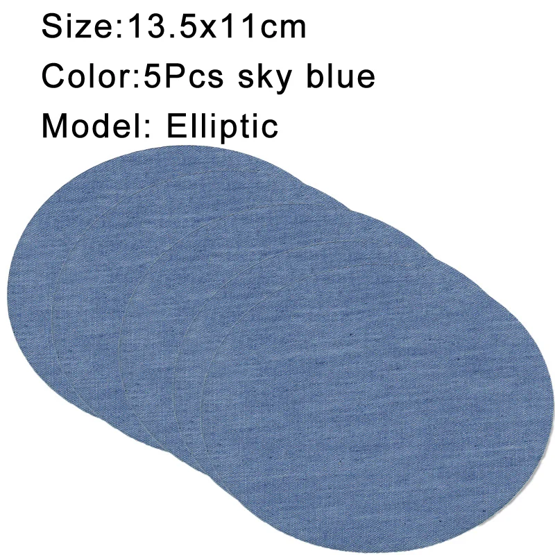 Denim Iron-On Patch Set: Self-Adhesive Blue Cotton Repair Patches