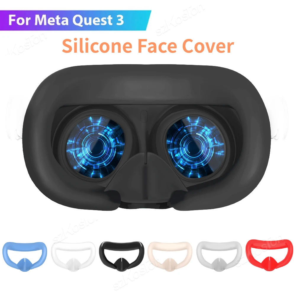 

Silicone Face Cover Pad for Meta Quest 3 VR Headset Anti-sweat Replacement Washable Eye Cover for Meta Quest 3 Accessories