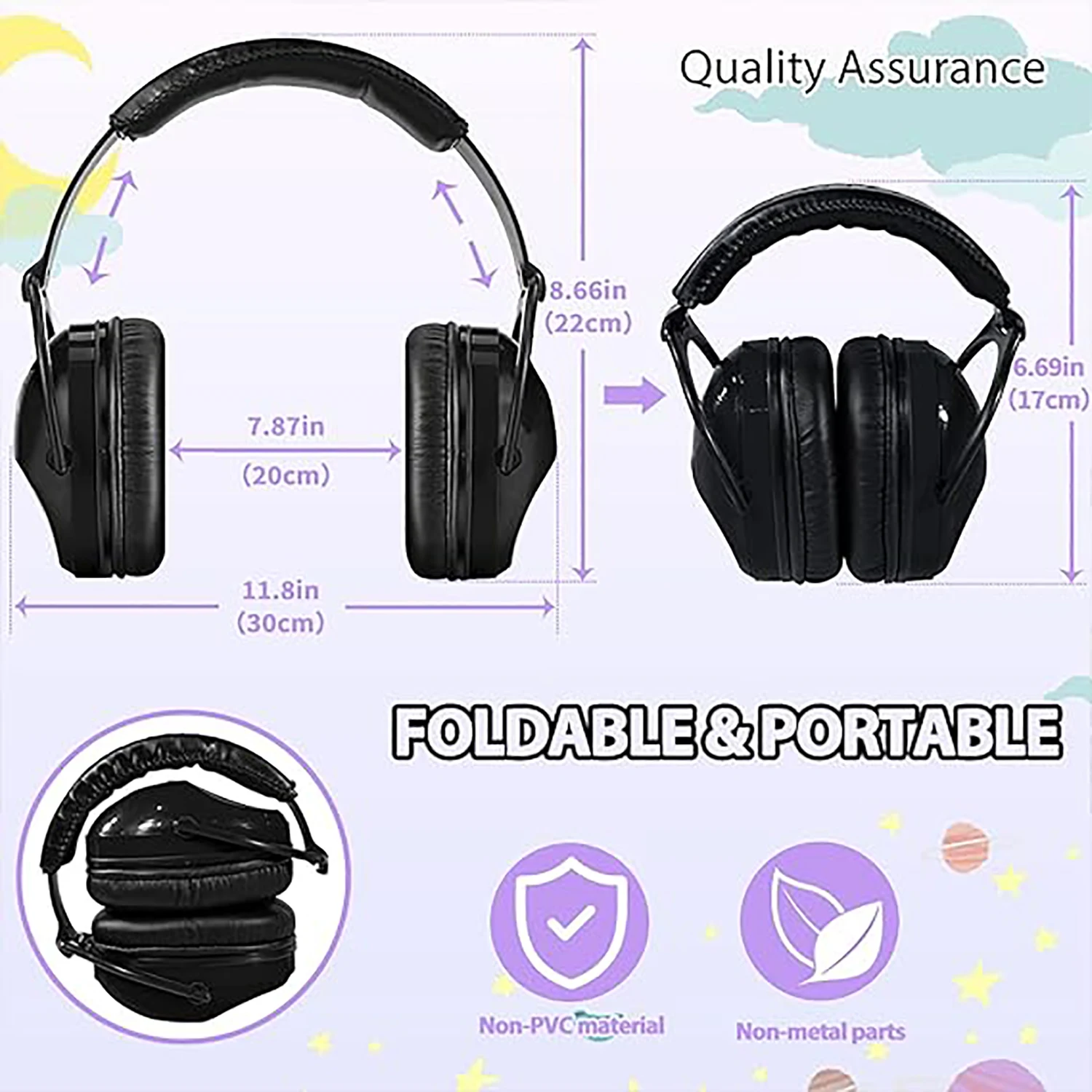 ZOHAN Kids Noise Reducing Earmuff Safety Hearing Protection Headphone for Autism Children Foldable EarCups Passive Defender 25dB BEST SELLERS