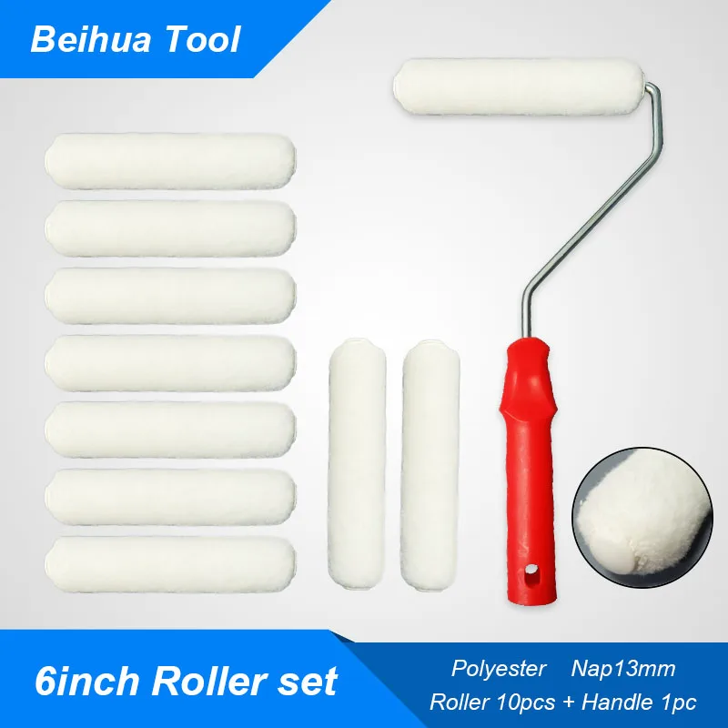 cleaning paint brushes 11PCS/set 6inch Paint Roller Brush Kit Middle Hair Polyester Nap 13mm Painting Tools for Wall Decoration 150x30mm Mini Roller corner paint brush