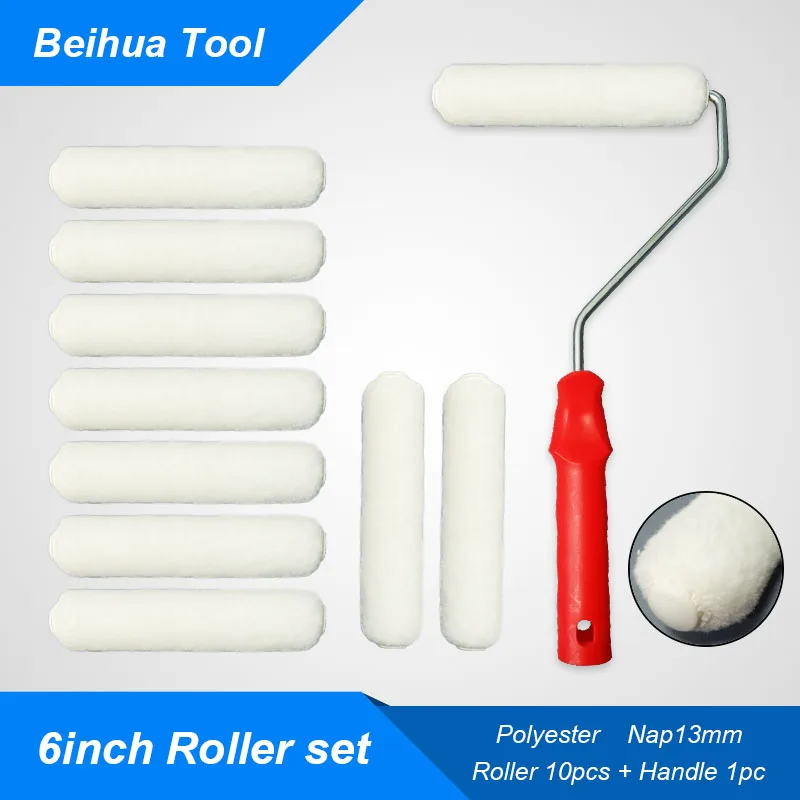 cleaning paint brushes 11PCS/set 6inch Paint Roller Brush Kit Middle Hair Polyester Nap 13mm Painting Tools for Wall Decoration 150x30mm Mini Roller corner paint brush Paint Tools