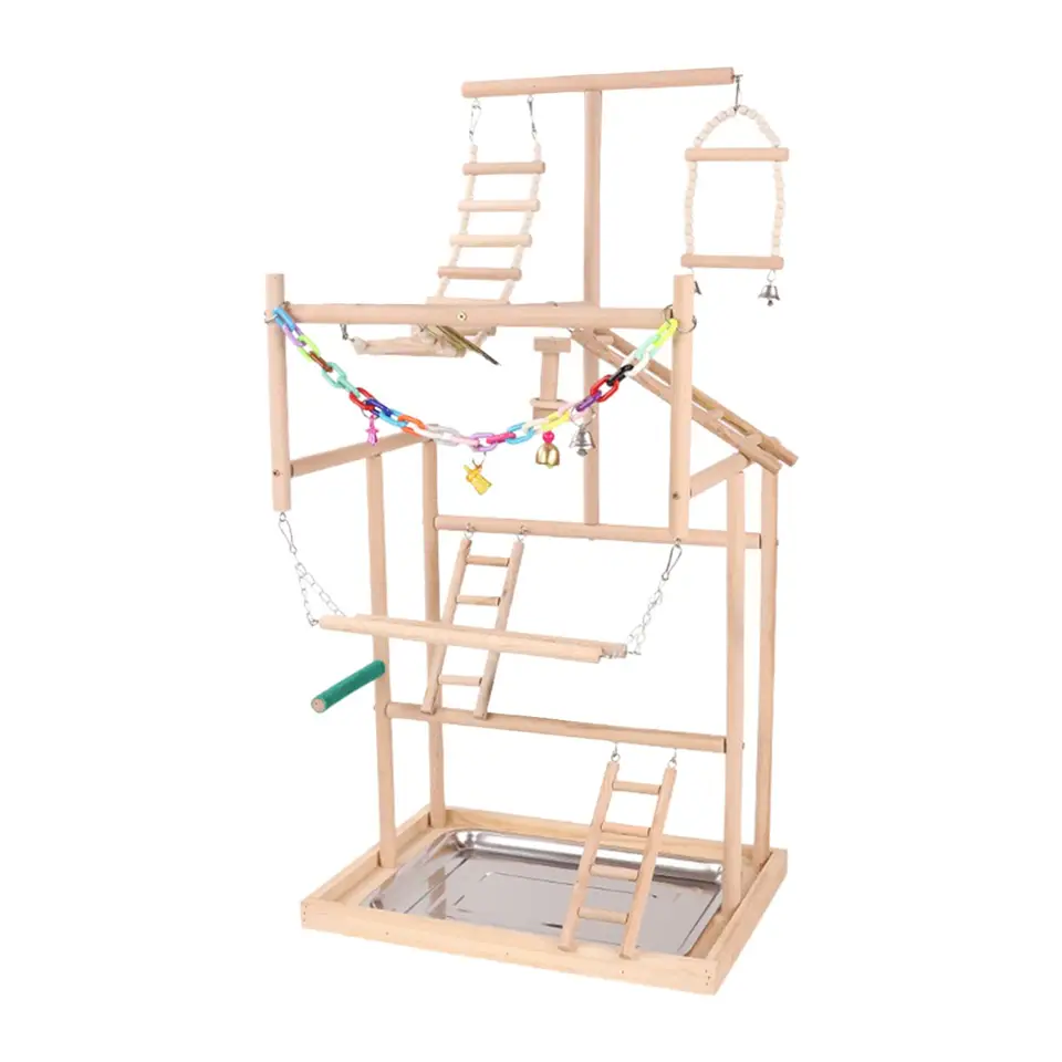 鳥用木製オウムスタンド、登山遊び場、アクティビティケージ