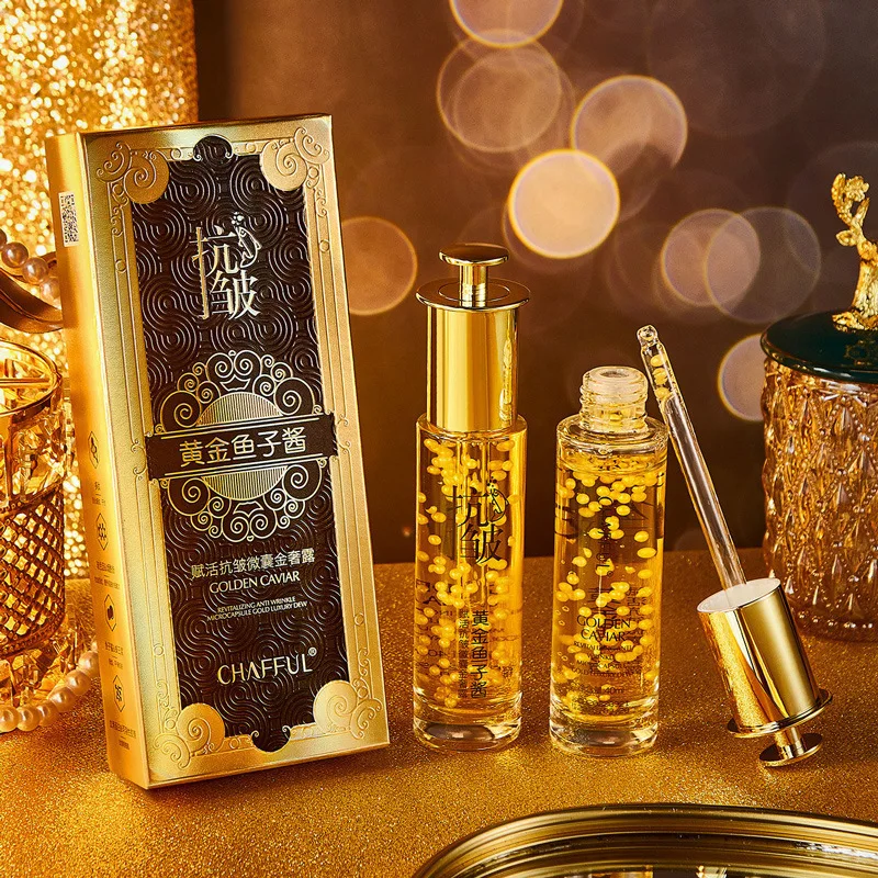 24k Gold Essence Liquid Hyaluronic Acid Serum Blue Copper Peptide Caviar Essential Oil Moisturizing Shrinks Pores Tightens Skin wd caviar blue 500 wd5000aakx