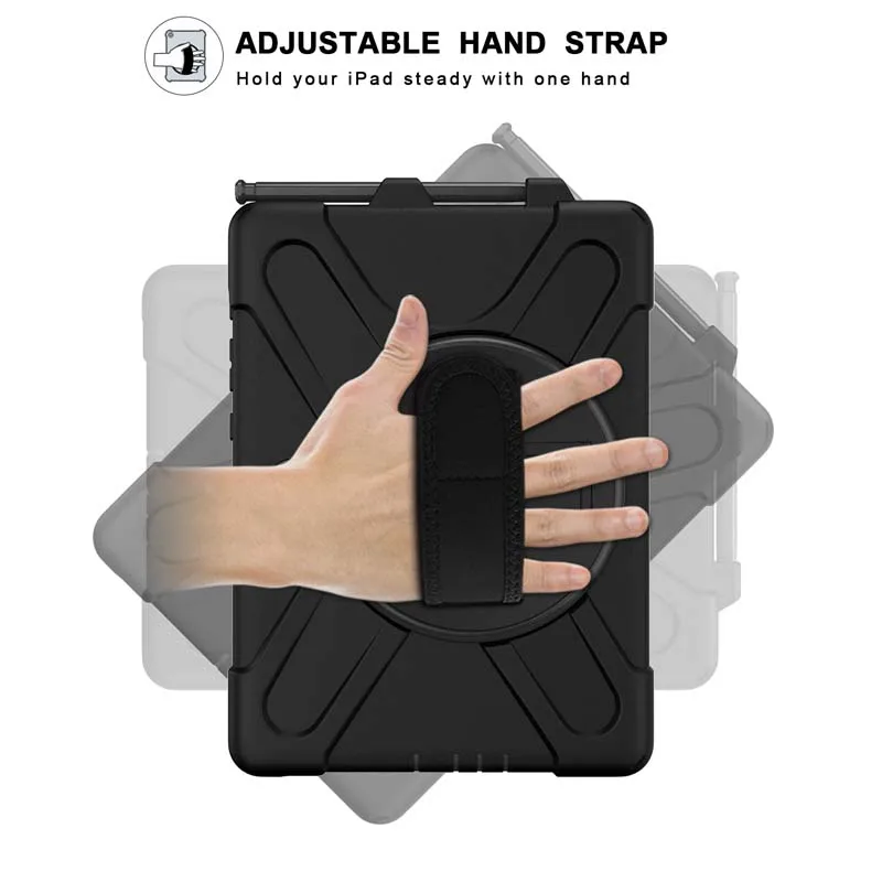 Durable Silicone Protective Case with 360° Stand, Pen Slot, and Shoulder Strap