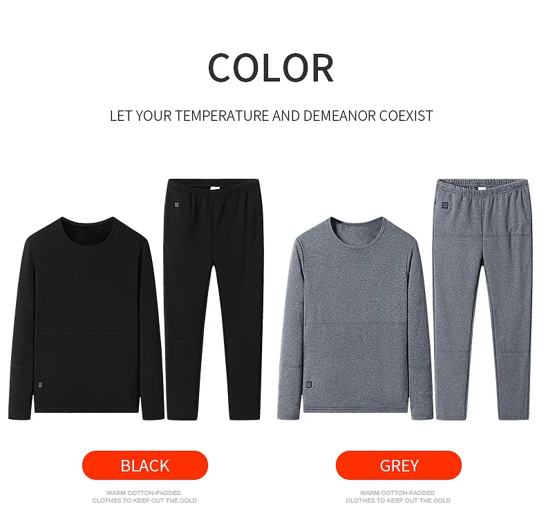 Heated Underwear Suit Winter Outdoor Thermal Heated Jacket Men Ski Suit USB Electric Heating Clothing Fleece Thermal Long Johns