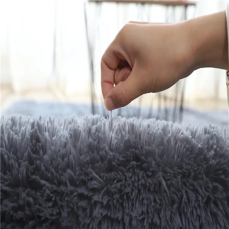 Carpets For Living Room Modern Sofas Grey Fluffy Carpet Non-slip Thicken Floor Mat Childrens Bedroom Play Carpet Decoration Rug 3