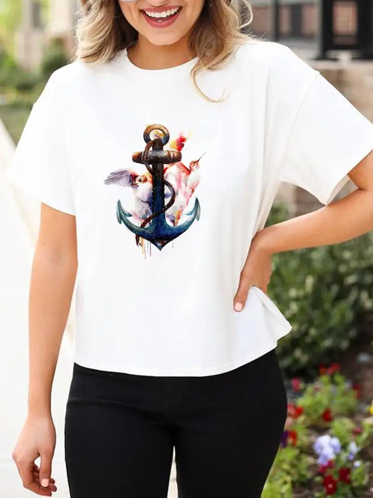 

Футболка женская летняя в стиле 90-х с рисунком акварелью