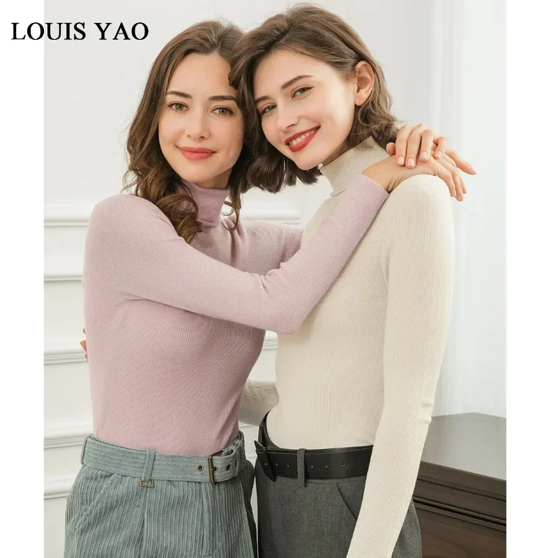 

Женская футболка с длинным рукавом и высоким воротником, осень 2023