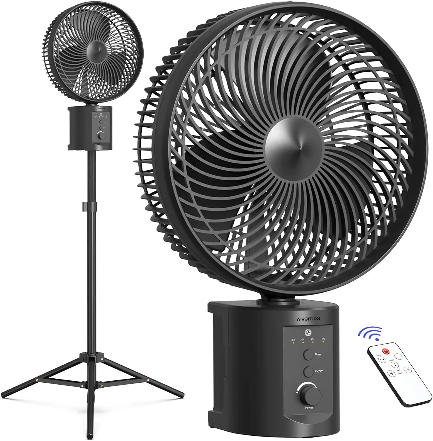 

10" Portable Pedestal Fan, 10000mAh Rechargeable Table Fan with 7 Speeds, Oscillating Standing Fan with Timer for Bedroom, O Dtf
