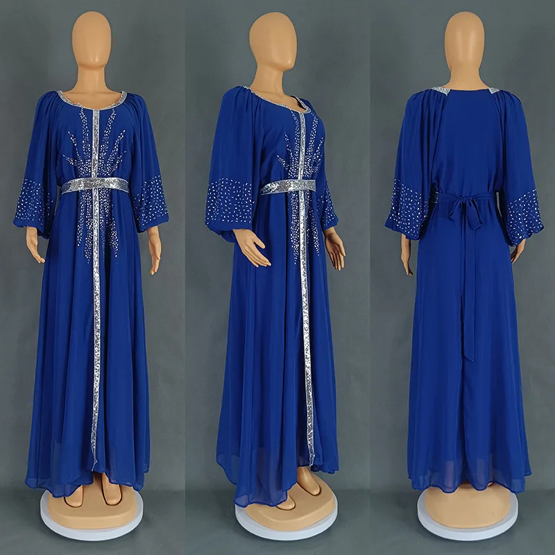 س الرقبة البوليستر فستان طويل طويل للنساء ، فساتين...