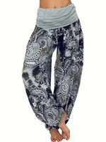 Plus Size 1XL-8XL Woman‘s Fashion  Multi-color Digital Printed Harem Pants Trousers Ladies Long Leg Wide Leg Pants Pants