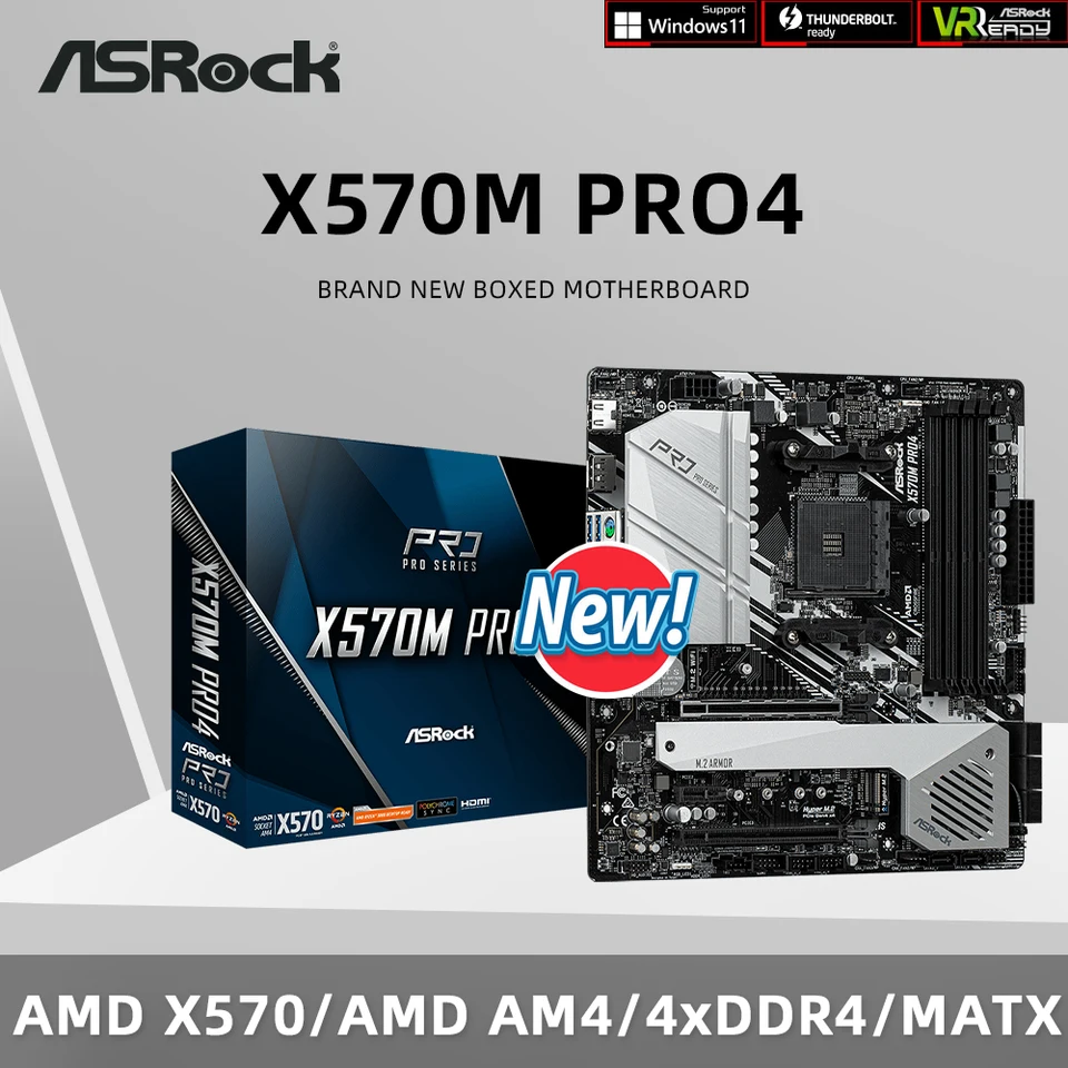 ASRock 真新しい X570M Pro4 マザーボード AMD X570 サポート 5800X