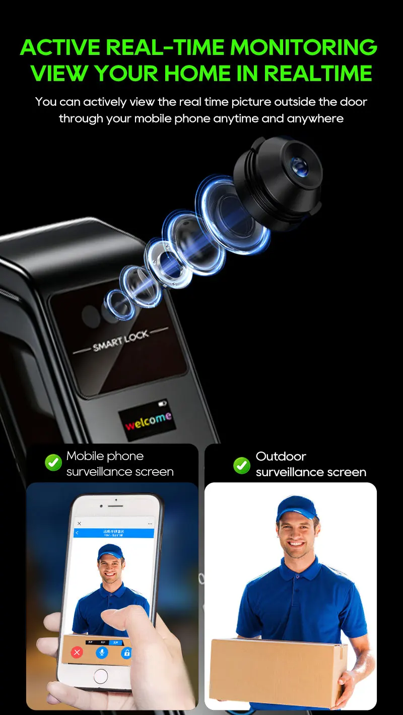 SANKESONG Tuya 3D Face Recognition Smart Lock with Security Camera Digital Electronic Intelligent Fingerprint Lock Dual Battery