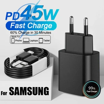 PD 45W USB C Charger Super Fast Charging Adapter For Samsung Galaxy S24 S23 S22 S25 Ultra A55 A16 A56 Phone Charger Type C Cable