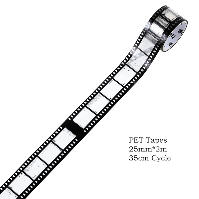 Journamm 25mm*2m Retro Film Theme PET Tapes DIY Scrapbooking Collage Stationery Decor Journalling Materials Ins Adhesive Tapes