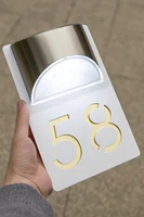 Plaque de porte lumineuse Led solaire en acrylique personnalisée, signe de numéro de maison, plaque d'adresse extérieure, cadeau d'appartement de maison, Plaque lumineuse solaire 3