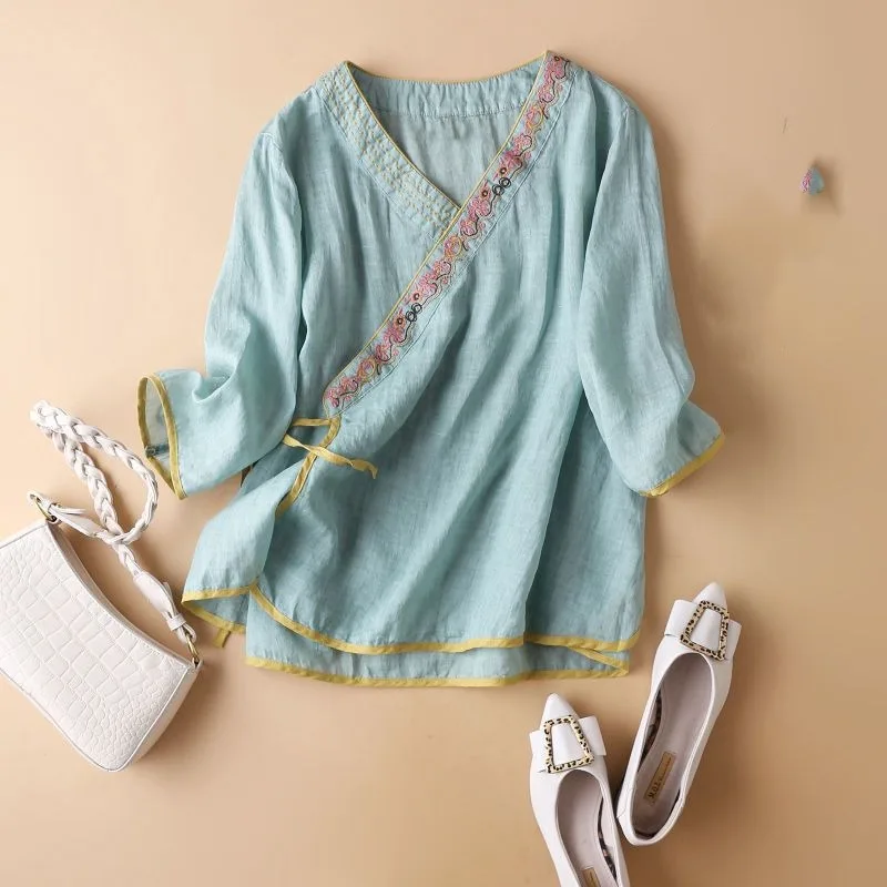 New Chinese Style Bijia Vest, Bow Sleeve Top & A-Line Skirt - Soft Thoughts 棉意 (Preorder)