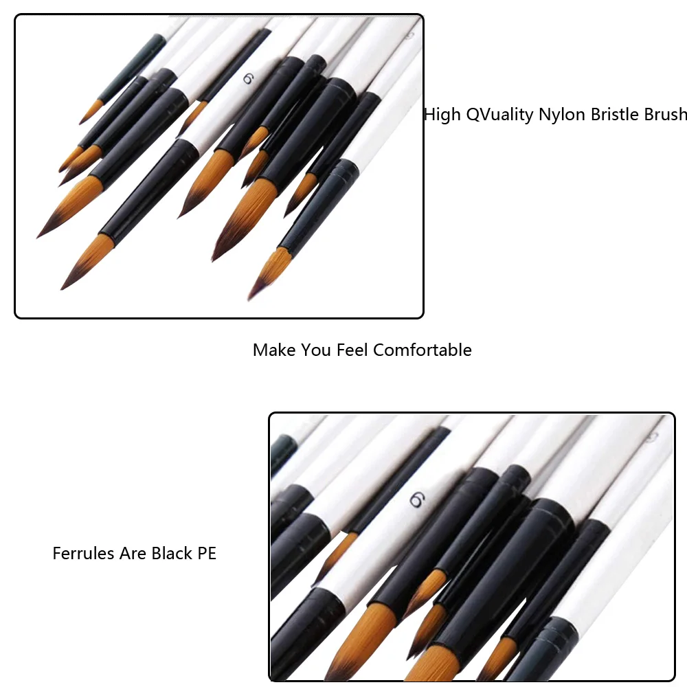12 PCS Round Paint Artist Brushes Set for Acrylic Watercolor Oil Painting, Crafts, Canvas, Rock, Miniature Model & Fine Detail 3