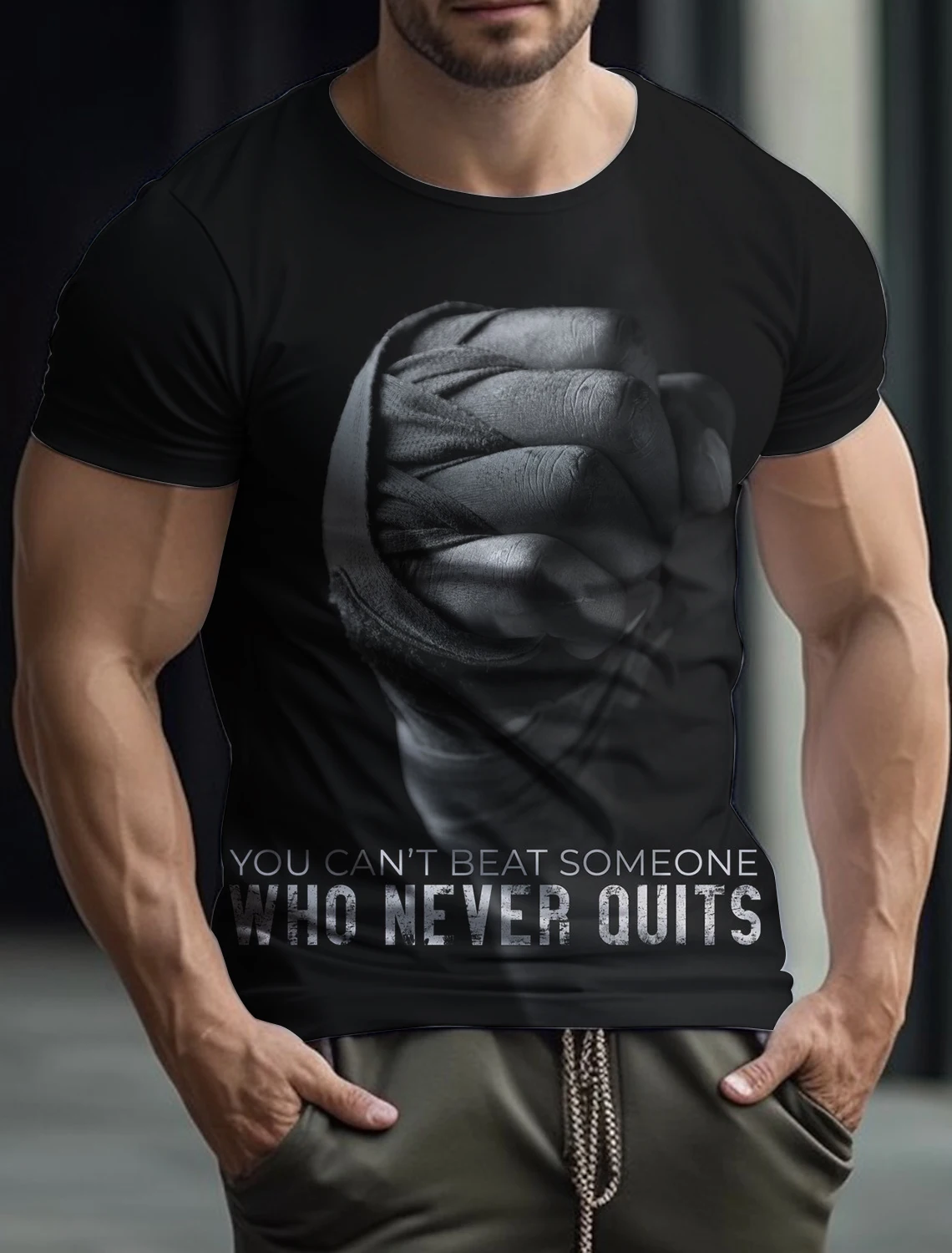 

Men's Gym T-Shirt Boxing Glove Tee 3D Print Summer Boxing Quick Drying Crew Neck Short Sleeve Tight Tops Mans Casual Clothing