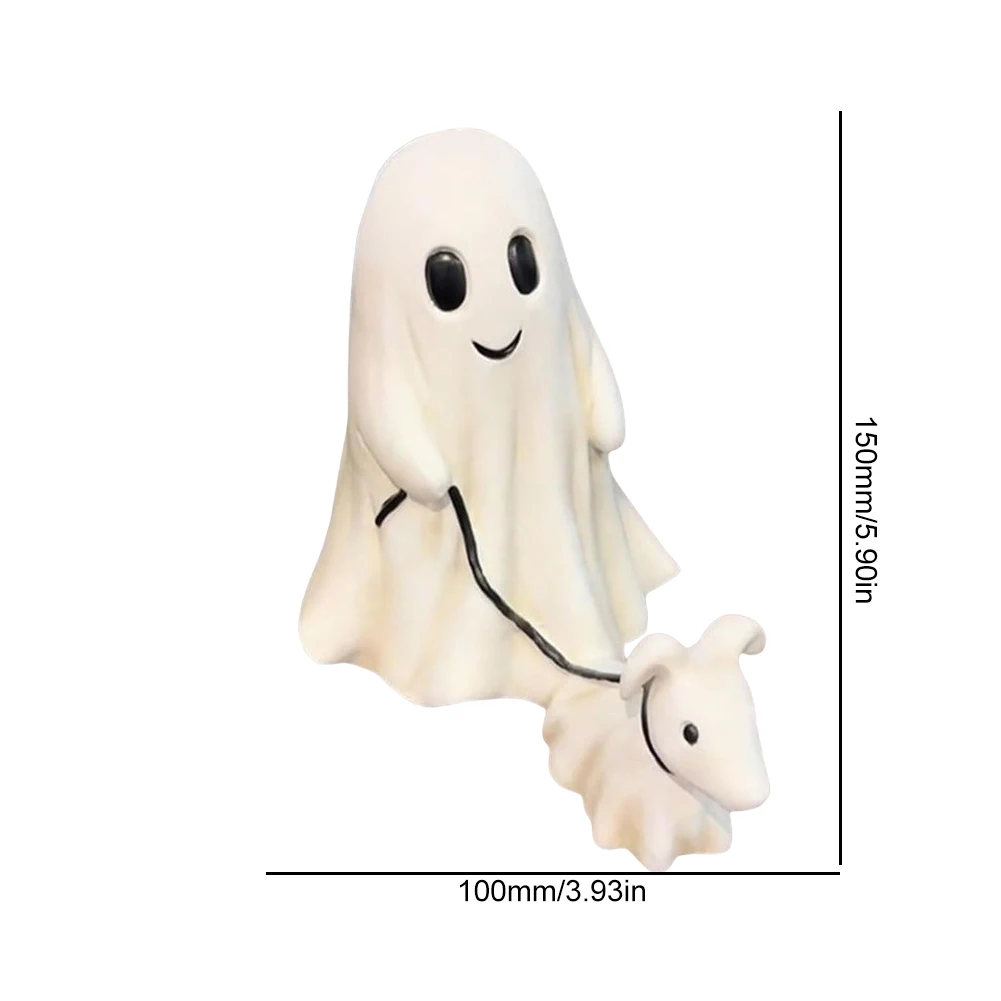 Resin Ghost Walking Dog Statue Halloween Decor