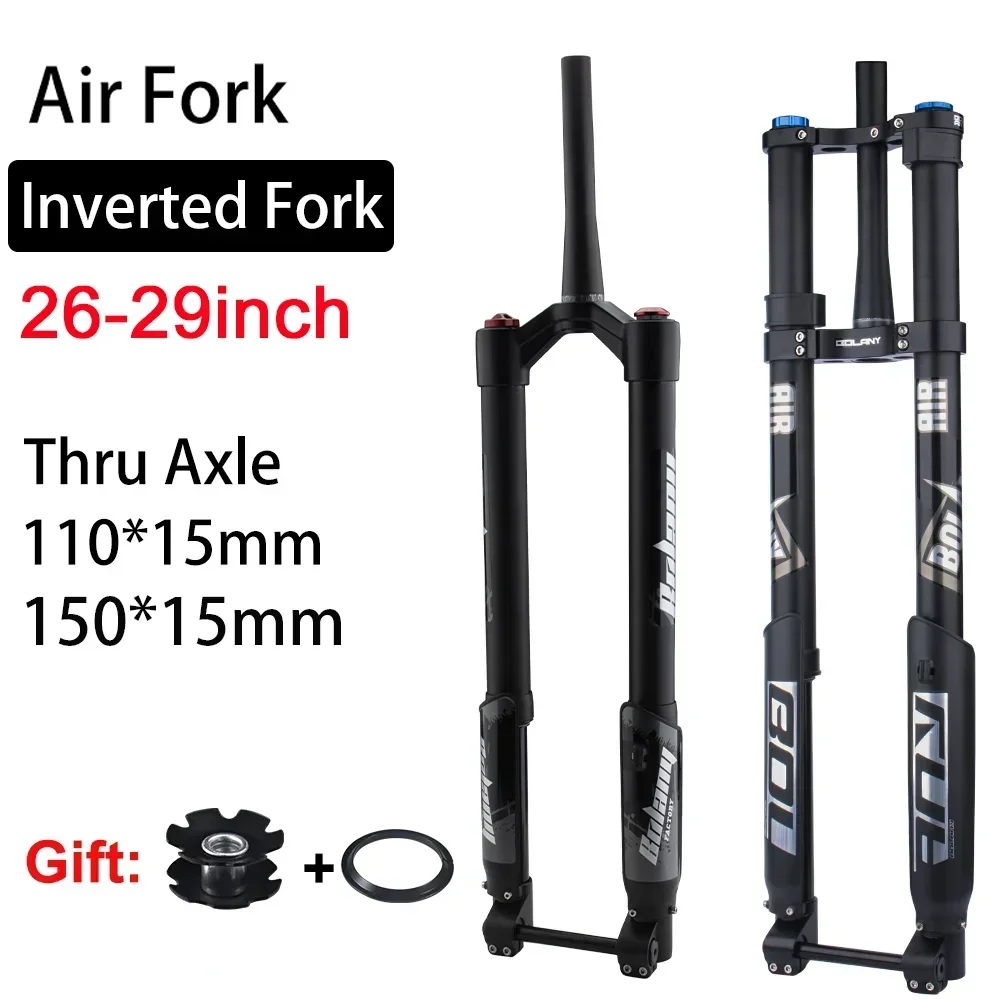 

BOLANY Eectric Bicycle Air Suspension 15*150mm Damping Fork 160MM Thru Axle Inverted Fork Shoulder Tapered Rebound Adjustable