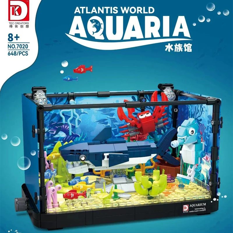 Shark Tank Aquarium Fish Crab Aquarium Building Blocks Children's