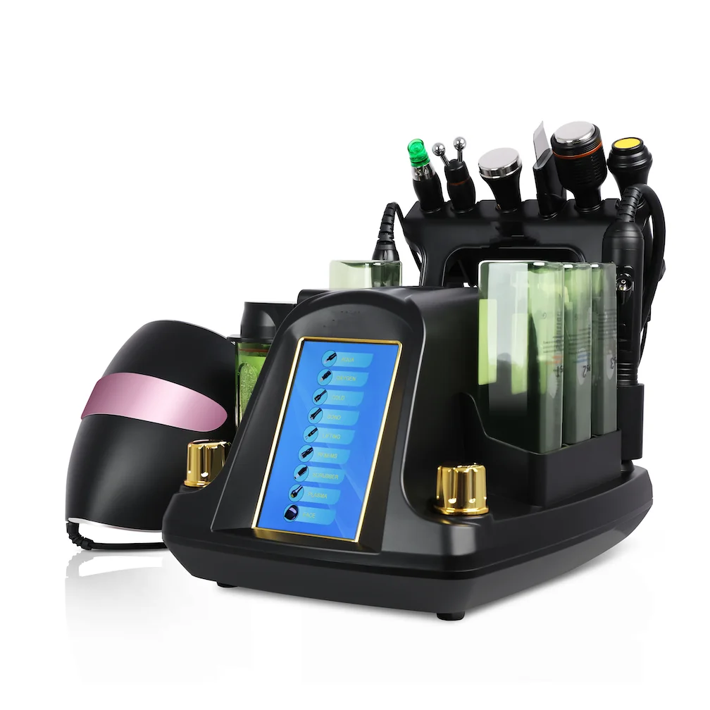New 9IN1 Hydro Small Bubble Hydrogen Oxygen Facial Beauty Machine Microdermabrasion Vacuum Ance Pore Remove