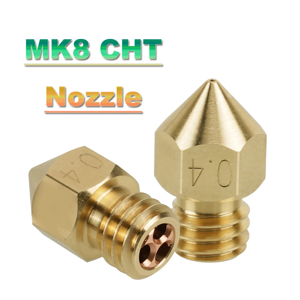 

2Pcs MK8 Clone CHT Brass Nozzle High Flow Nozzles 0.4mm 0.6mm For 1.75mm CR10 CR10S KP5L Ender-3 3D Printer Accessories