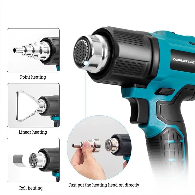 

1 Set of Cordless Hot Air Gun Welding Hot Air Blower Without Battery Compatible Makita 3 Nozzles Temperature Up To 500°C