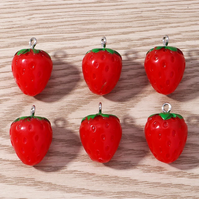 Handmade Strawberry Resin Strawberry Charm For DIY Jewelry Making