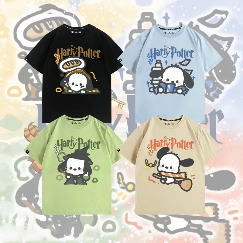 

Pochacco Sanrio Cartoon Couple Costume The Harry Potter Series Summer Fashion Short Sleeve Kawaii Creative Anime T-Shirt