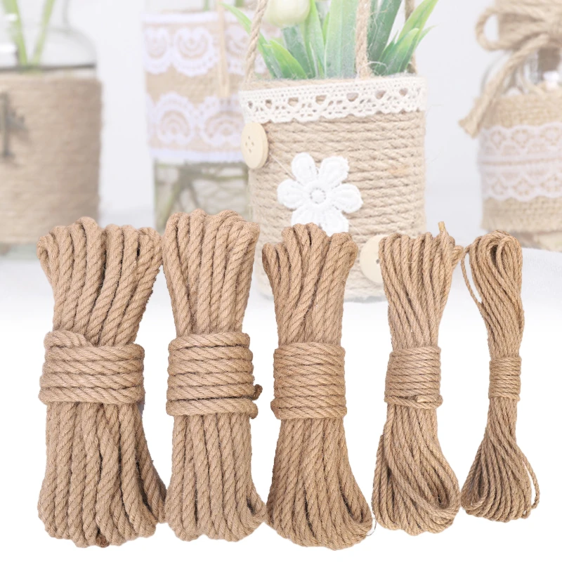 4-12MM Natural Jute Rope for DIY Handmade Basket Bag Cup Mat Crafts Wedding Birthday Party Home Decoration Jute Rope