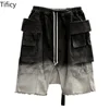 High street Wash Men's Dark Owens Style Workwear with Dual Ring Wash and Gradient Drop Off Haren Five Point Casual Shorts 5