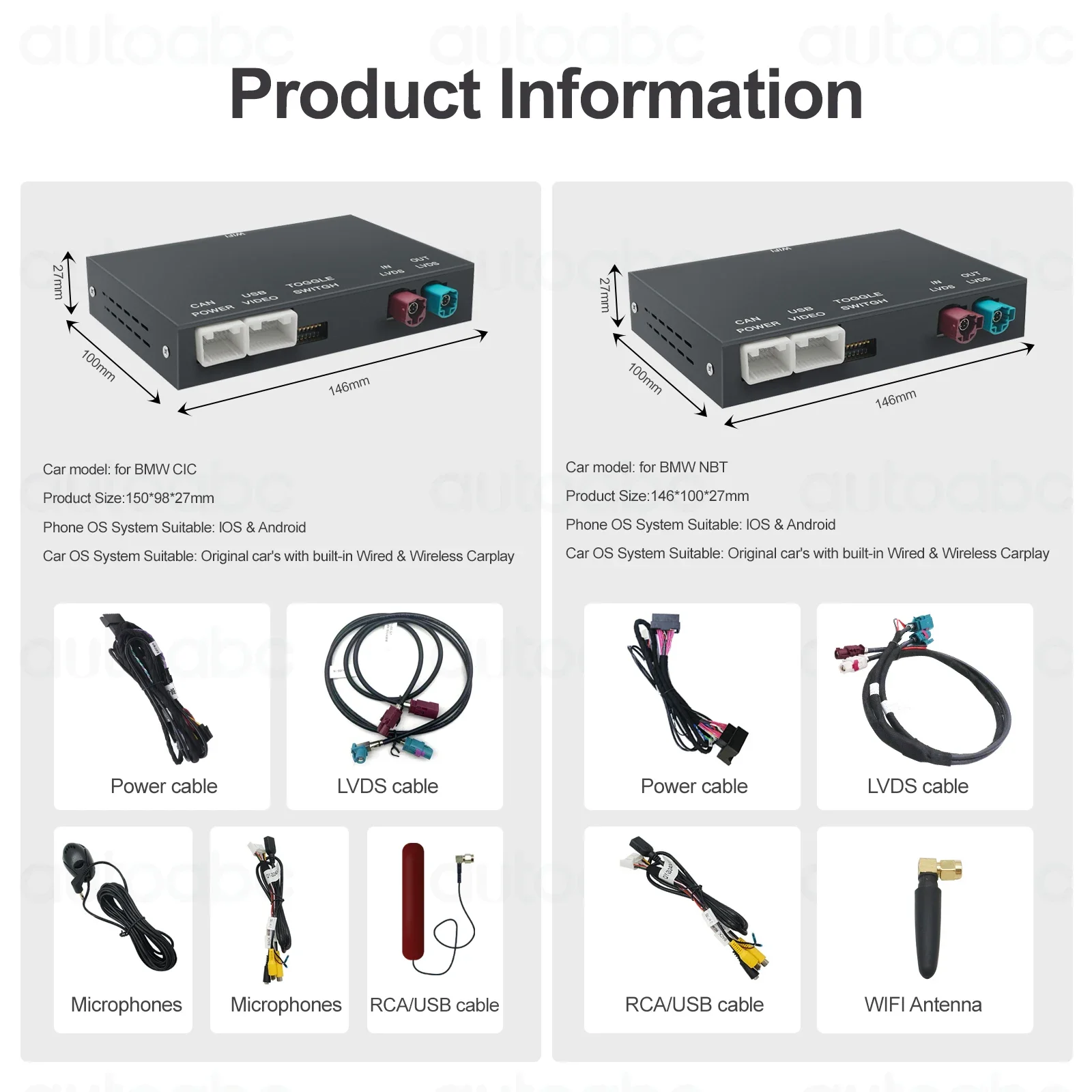 Wireless CarPlay Android For BMW NBT CIC System 1 2 3 4 5