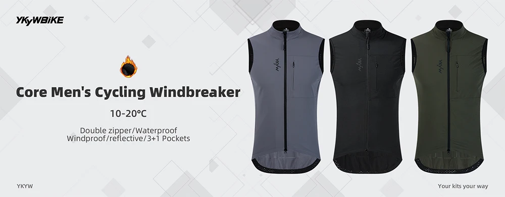 YKYWBIKE Herren 10-20 ° C Fahrradjacke, wasserdicht, winddicht, Fahrrad-Windjacke, Wärme, Fleece, Rennradjacke, Fahrradbekleidung – Detail 1