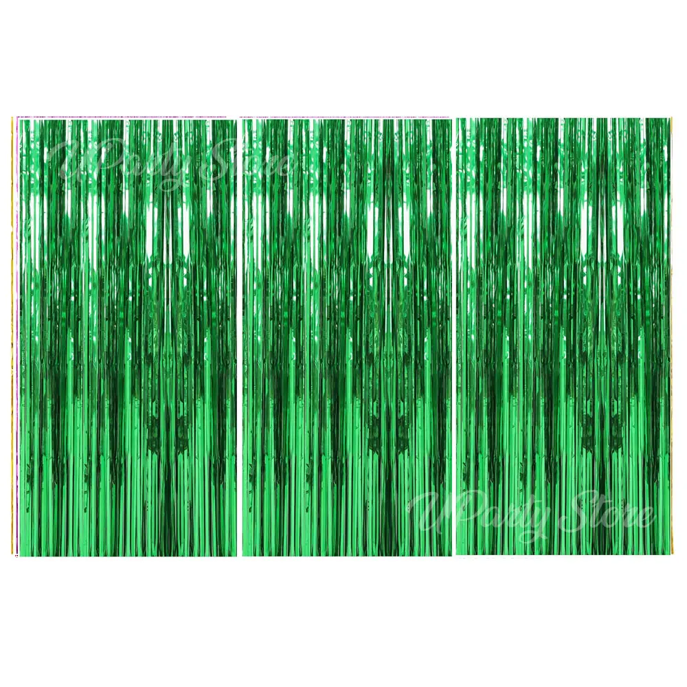 Silver Foil Fringe Curtains - Set of 3, Metallic Rose Gold Tinsel Streamers for Celebrations and Events Backdrop Decor