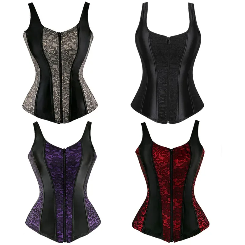 

Corset Top Womens Bustier Overbust Jacquard Exotic Corselet Sexy Lingerie Brocade Plus Size Vintage Costumes Fashion