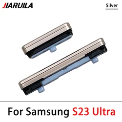 Premium Side Volume and Power Button Key Set Replacement for Samsung Galaxy Series (S23 Ultra Silver)