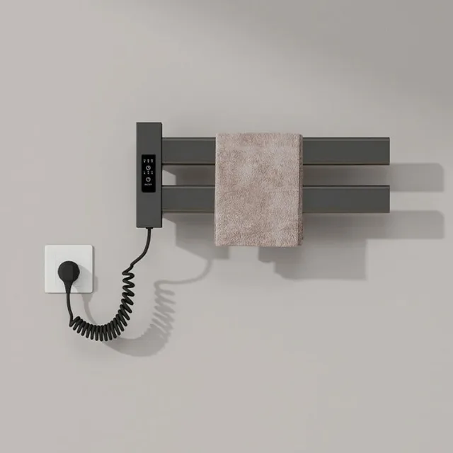 ราวแขวนผ้าเช็ดตัวไฟฟ้า อลูมิเนียมอัลลอยด์ กันน้ำ ประหยัดพื้นที่ จอแสดงผลดิจิตอล ราวแขวนผ้าเช็ดตัวแบบอุ่น แห้งเร็ว อุปกรณ์ในห้องน้ำ 1