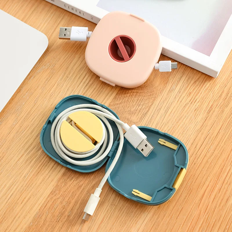 

Portable Circular Winding Machine Storage Box Rotate Mobile Phone USB Data Cable Tray Mobile Phone Charging Cable Winding Device