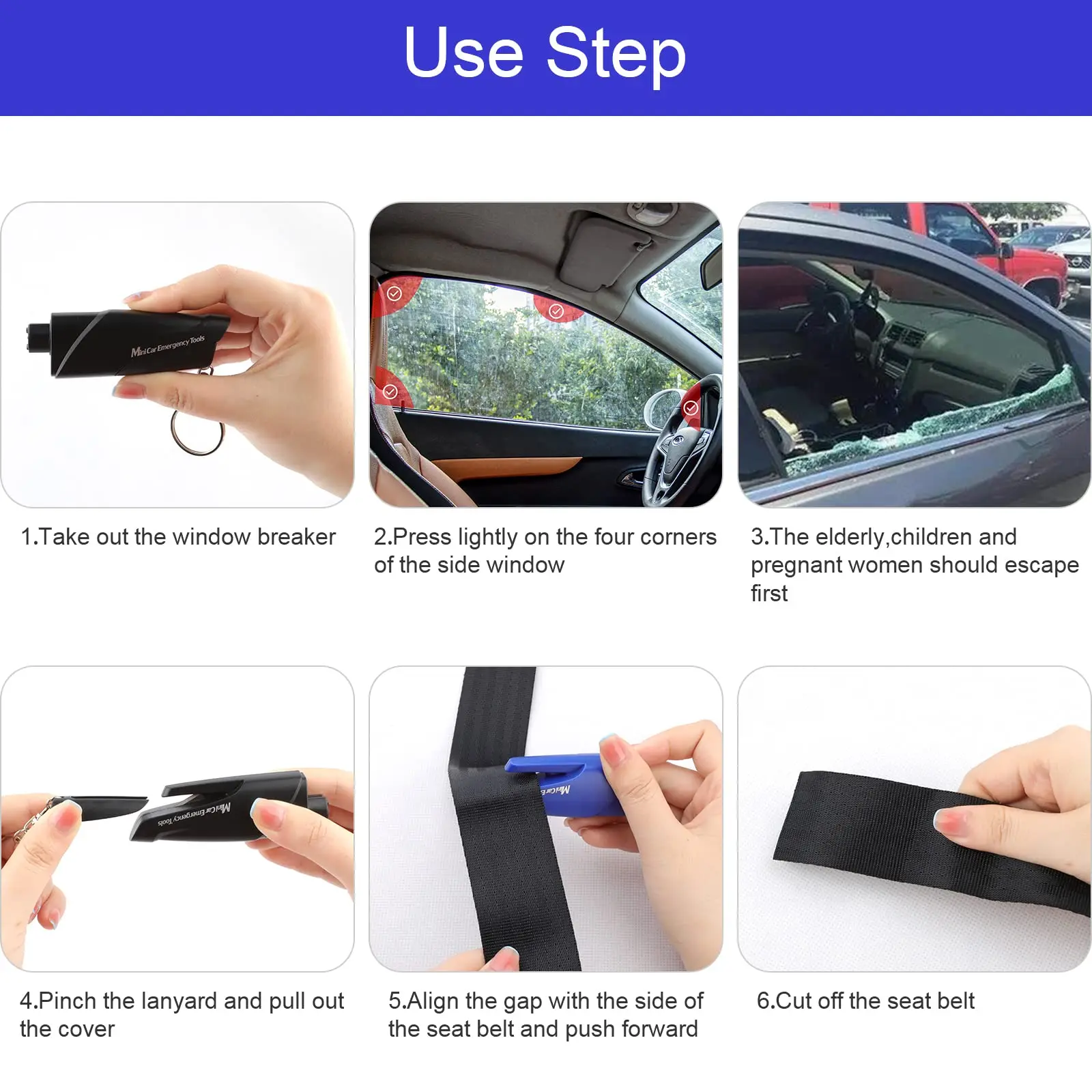 SMARLAN Portable Safety Hammer For Car Side Window Breaking Seat Belt Cutter Life-saving Escaping Emergency Tool With Key-chain,safety hammer keychain,mini emergency hammer,emergency window breaker,escape hammer