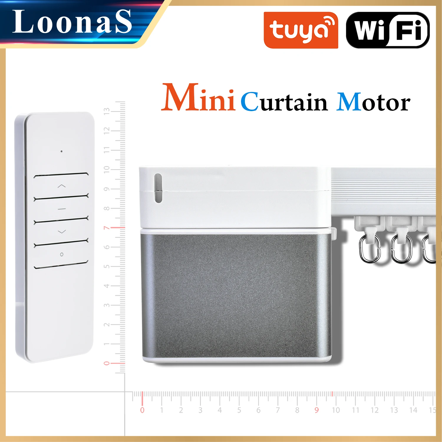 Loonas Tuya WiFi สมาร์ทหน้าแรกไฟฟ้ามินิผ้าม่านระบบมอเตอร์ที่กําหนดเอง 1.3 มม.พร้อมรีโมทคอนโทรล RF รองรับ Alexa และ Google Home 1