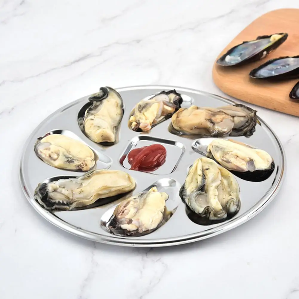 Oyster Serving Plate Simple 8 Slots Seafood Grilling Oysters Dish 8 Slots Oysters Tray