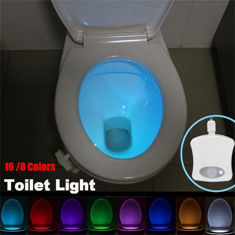 moon night light Toilet Night Light PIR Motion Sensor Toilet Light 8 or 16 Colors Human Bathroom Accessories Night Light bathroom night light