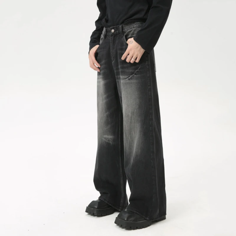 IEFB American Style Male Jeans Loose Zipper Wide-leg Washed Denim Pants High Street Summer New Trendy Trousers 2024 9C6160 5
