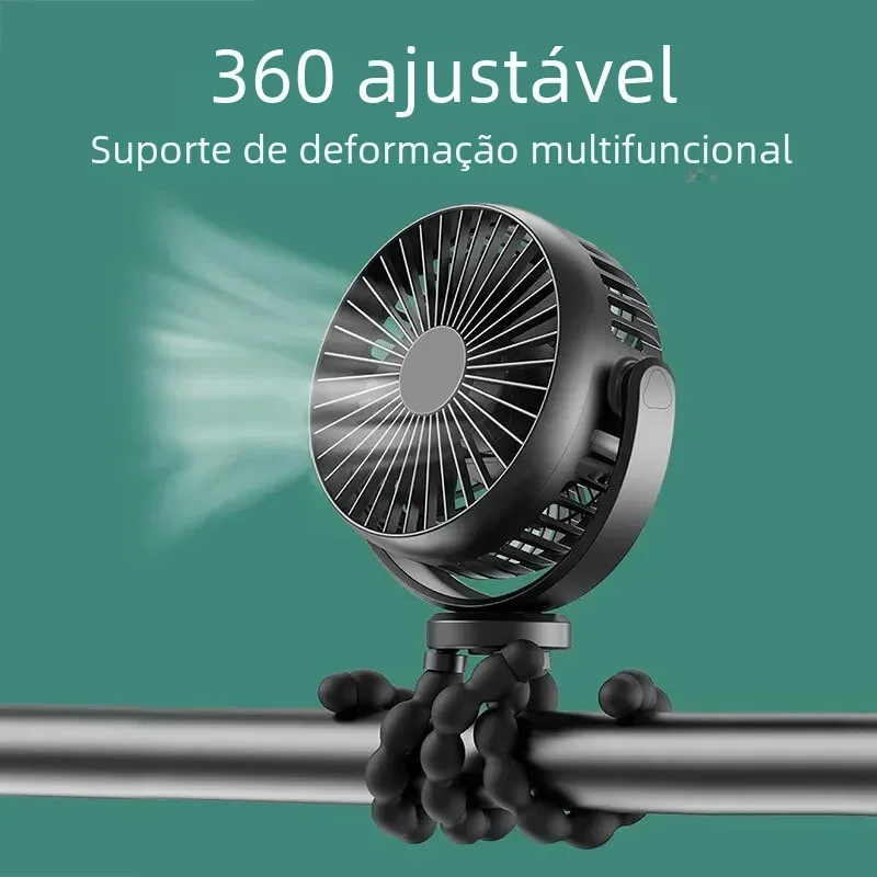 New 5200 mah multi-functional stroller Mini fan Portable USB charging small fan Mobile phone seat outdoor handheld Octopus fan 5