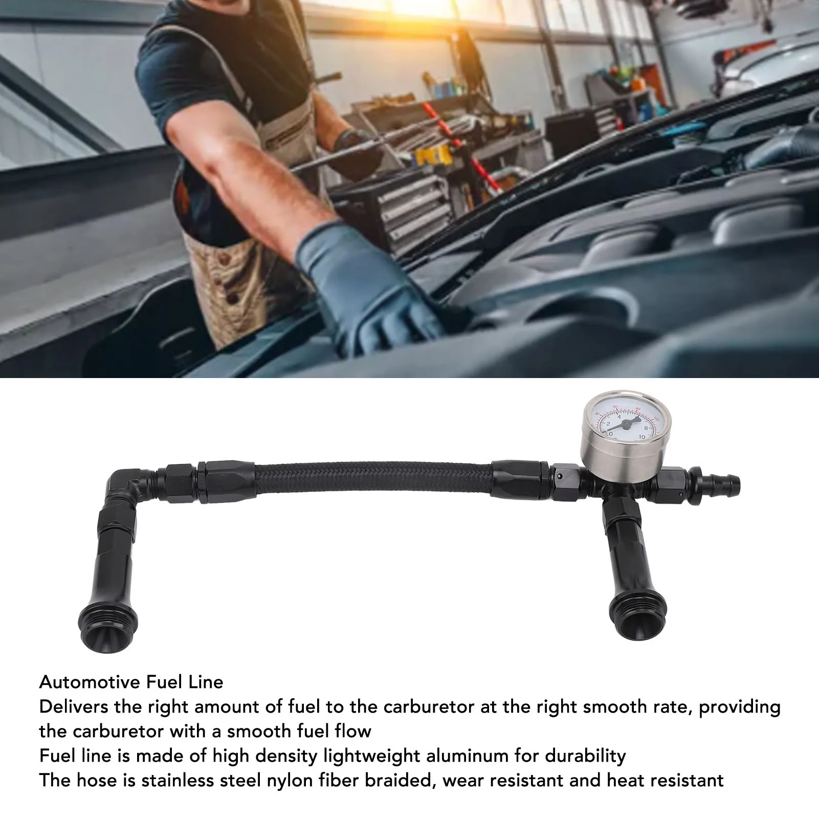 Fuel Line with Pressure Gauge Dual Feed Smooth Fuel Flow Professional for Any 4150 Base Carbohydrate