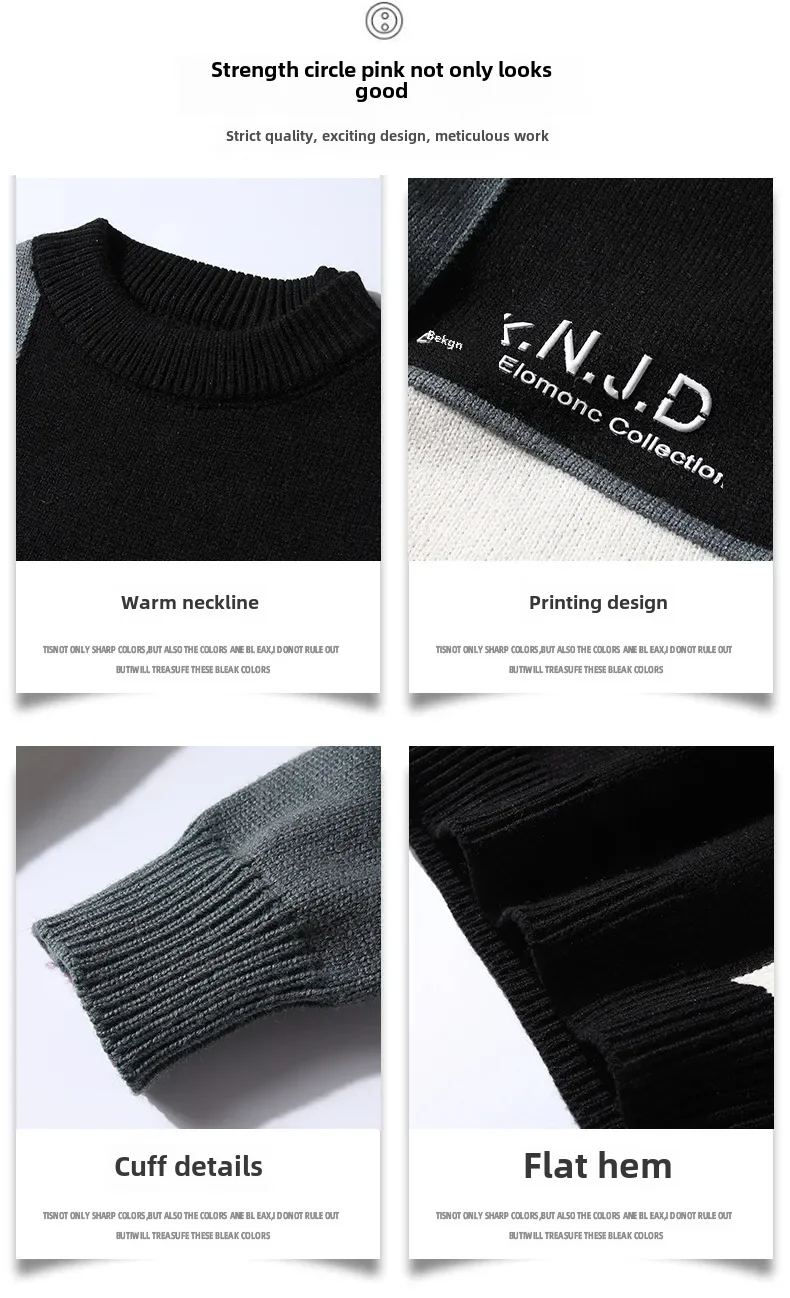 Description Picture 6 of item2021 Autumn Winter New Men's Knitted Top Young Korean Style Fashionable Long Sleeve Pullover Casual Trendy Sweater